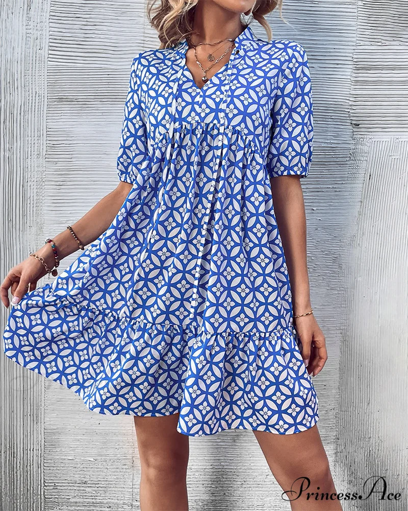 Short Sleeve Dress - Fresh Print - Image 2