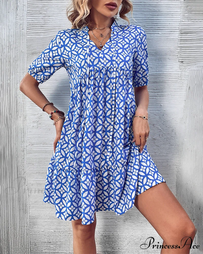 Short Sleeve Dress - Fresh Print - Image 3