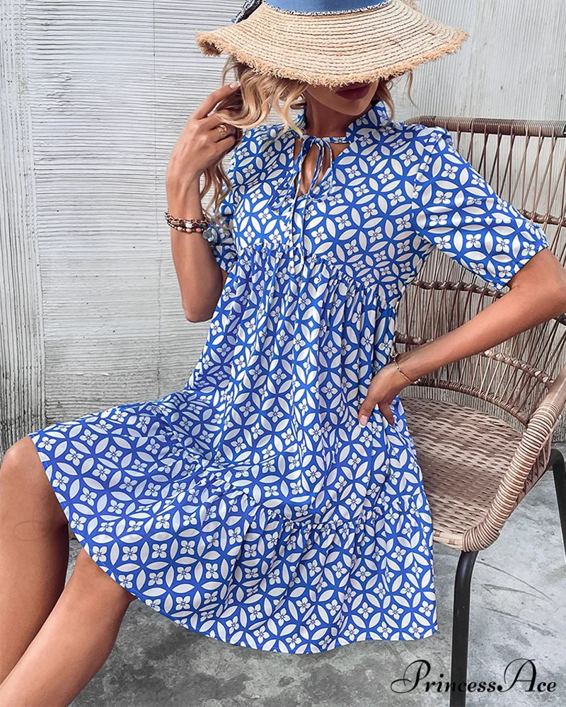 Short Sleeve Dress - Fresh Print - Image 4
