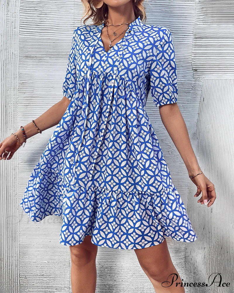 Short Sleeve Dress - Fresh Print - Image 5