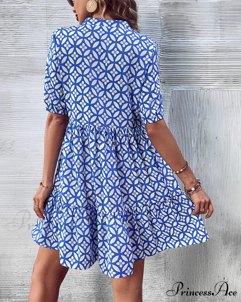 Short Sleeve Dress - Fresh Print - Image 6