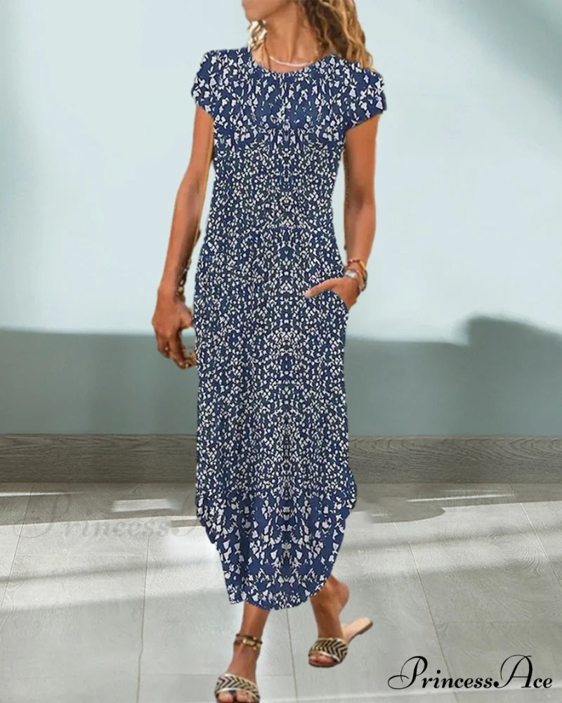 Printed Round Neck Dress - Image 2