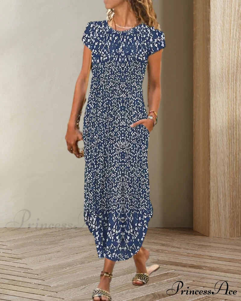 Printed Round Neck Dress - Image 3