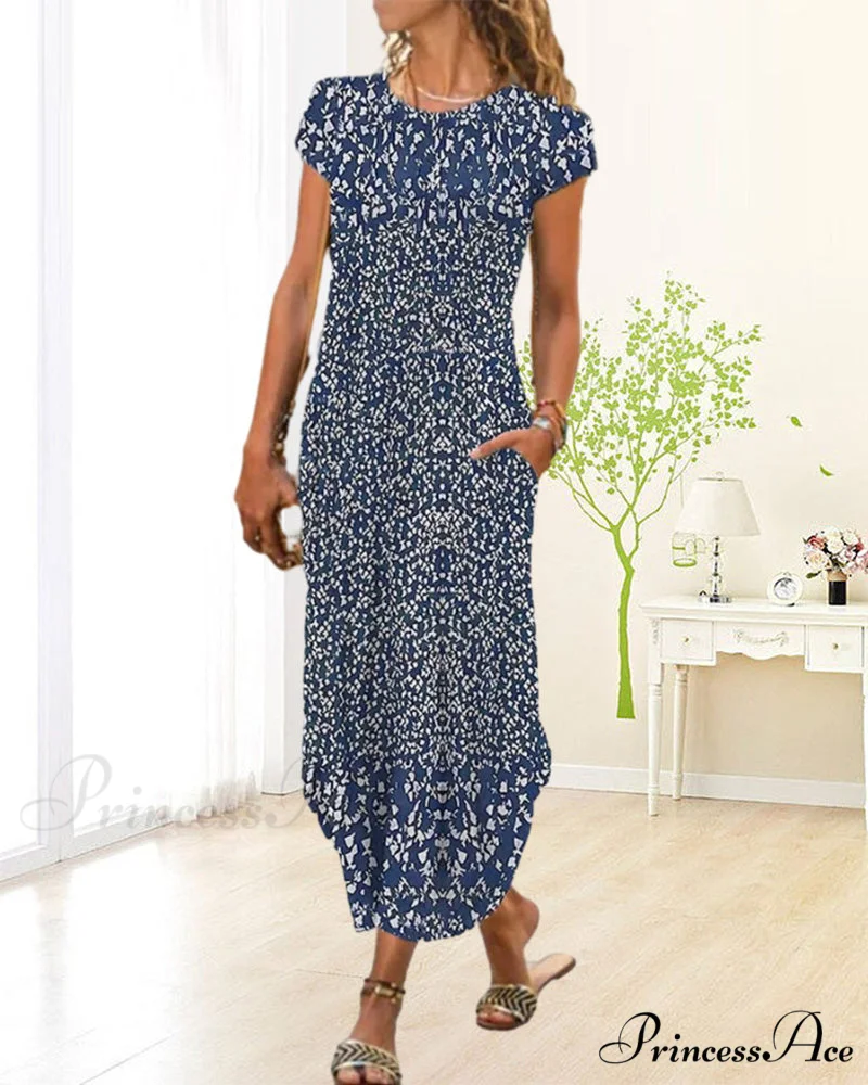 Printed Round Neck Dress - Image 4
