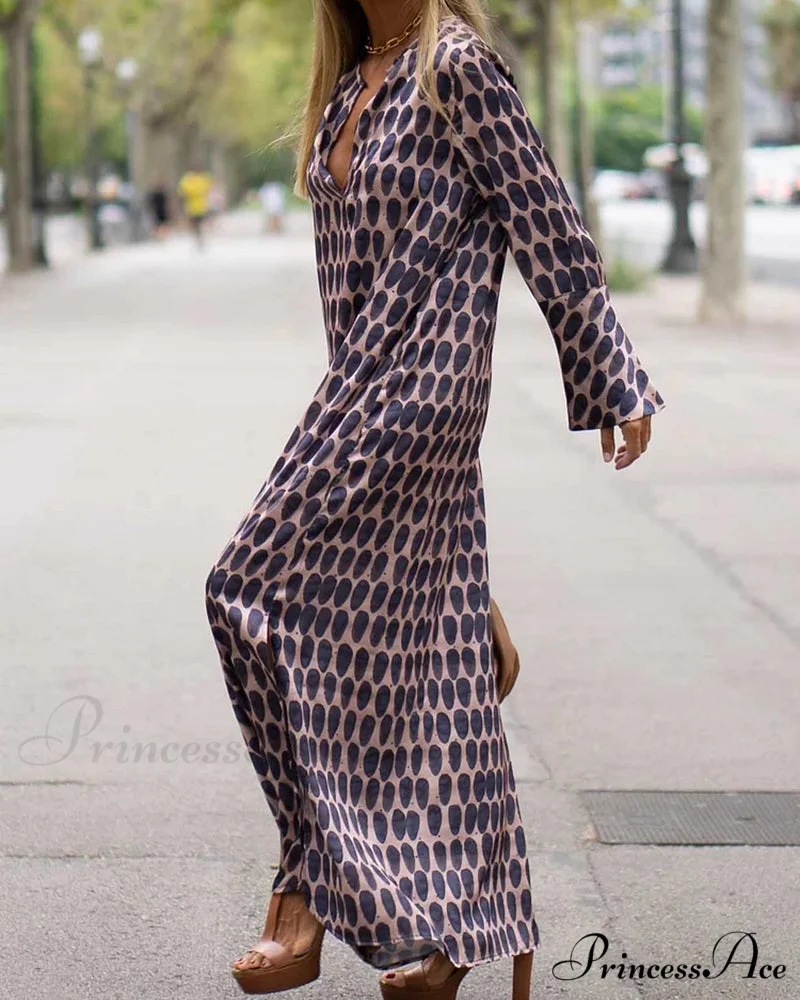 V-neck Polka Dot Print Dress - Image 3