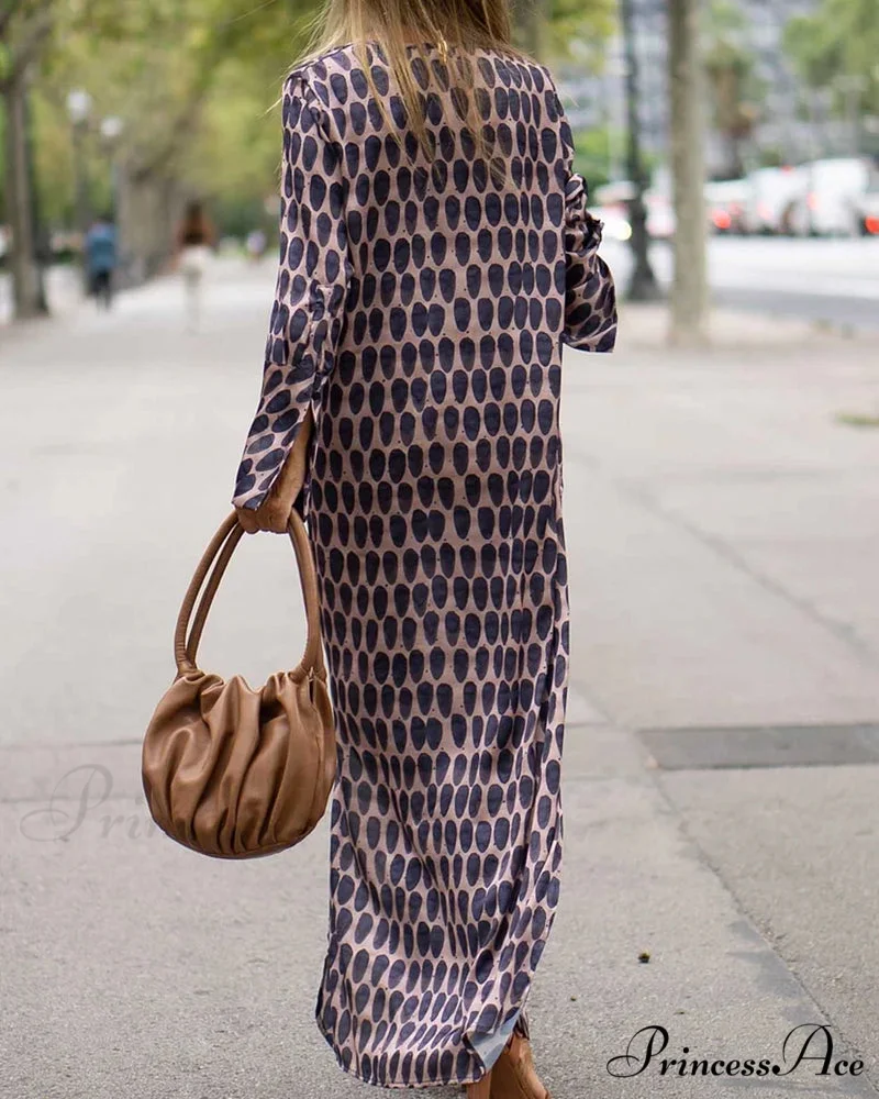 V-neck Polka Dot Print Dress - Image 4