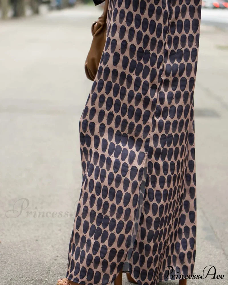 V-neck Polka Dot Print Dress - Image 5