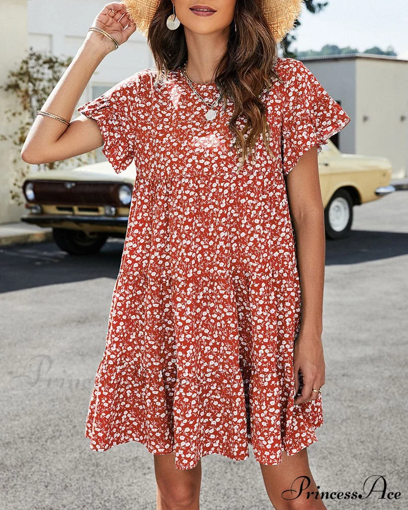 Floral and Leopard Print Short Sleeve Dress - Image 8