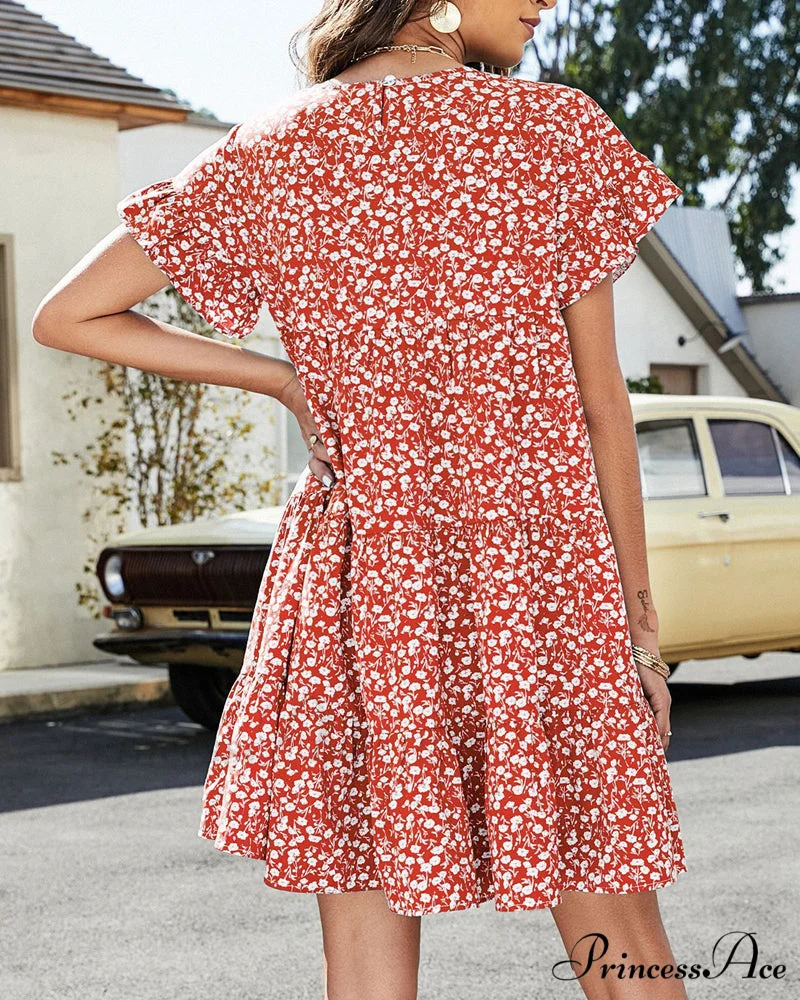 Floral and Leopard Print Short Sleeve Dress - Image 9
