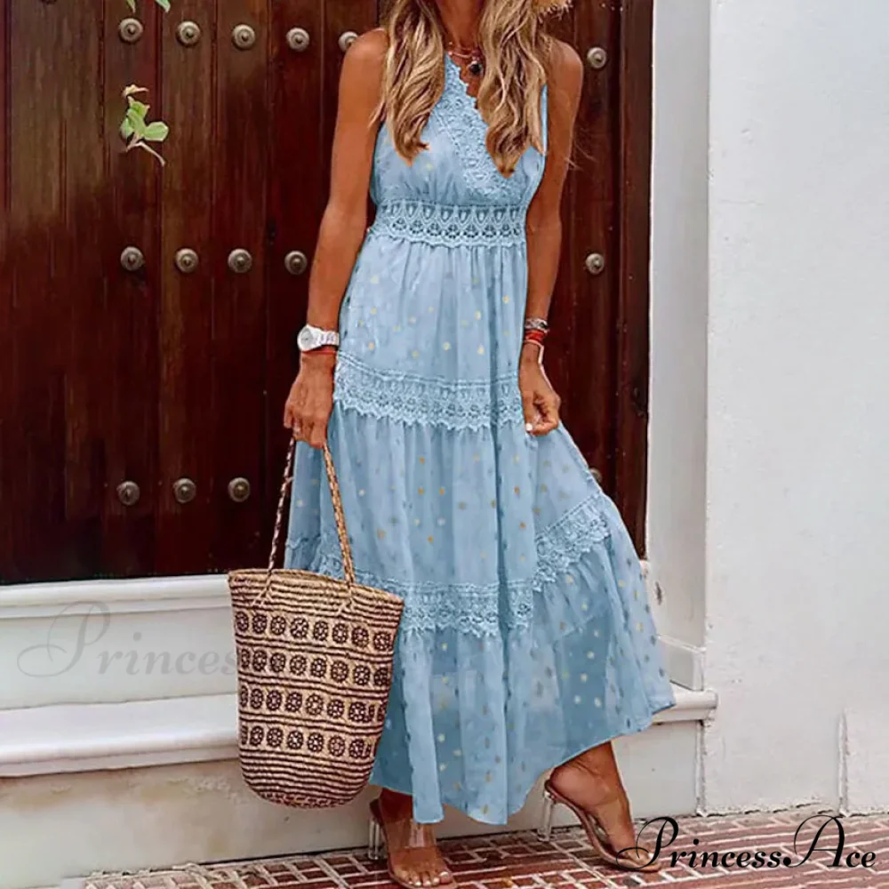 Sleeveless Lace Panel Dress for Women - Image 2