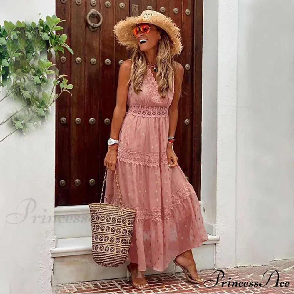 Sleeveless Lace Panel Dress for Women - Image 3