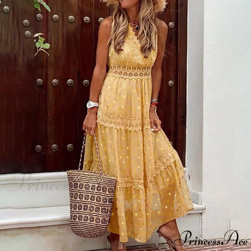 Sleeveless Lace Panel Dress for Women - Image 4