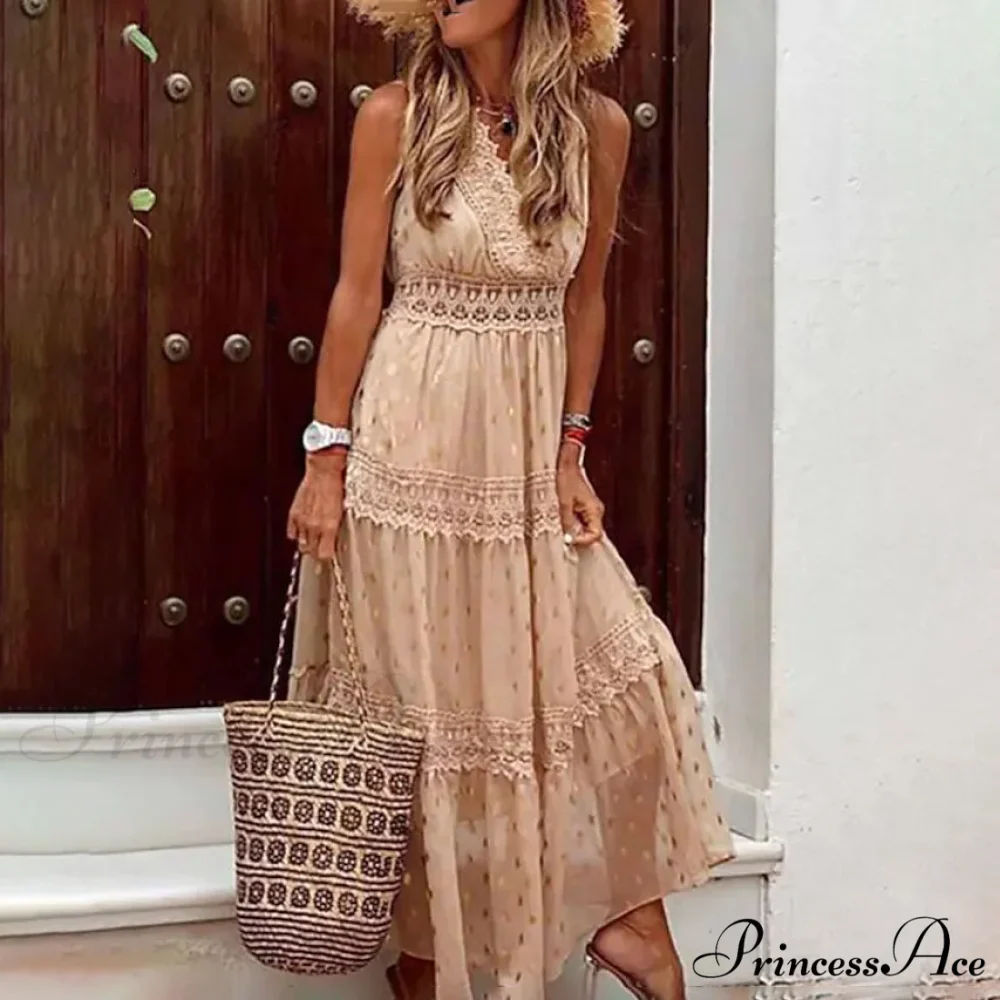 Sleeveless Lace Panel Dress for Women - Image 5