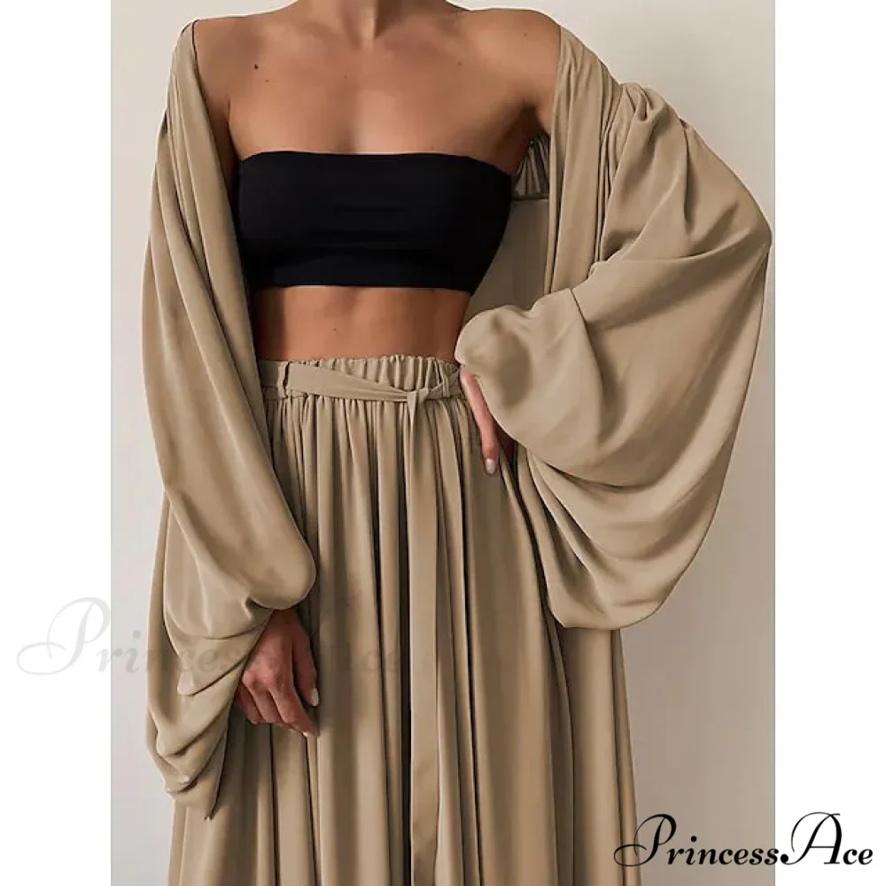Boho Solid Color Plus Size Women's 3-Piece Set - Image 3