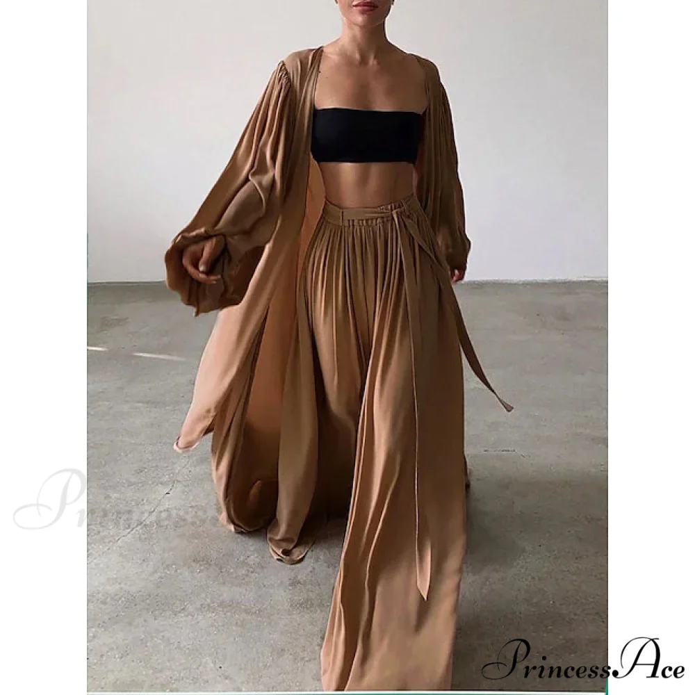 Boho Solid Color Plus Size Women's 3-Piece Set - Image 4