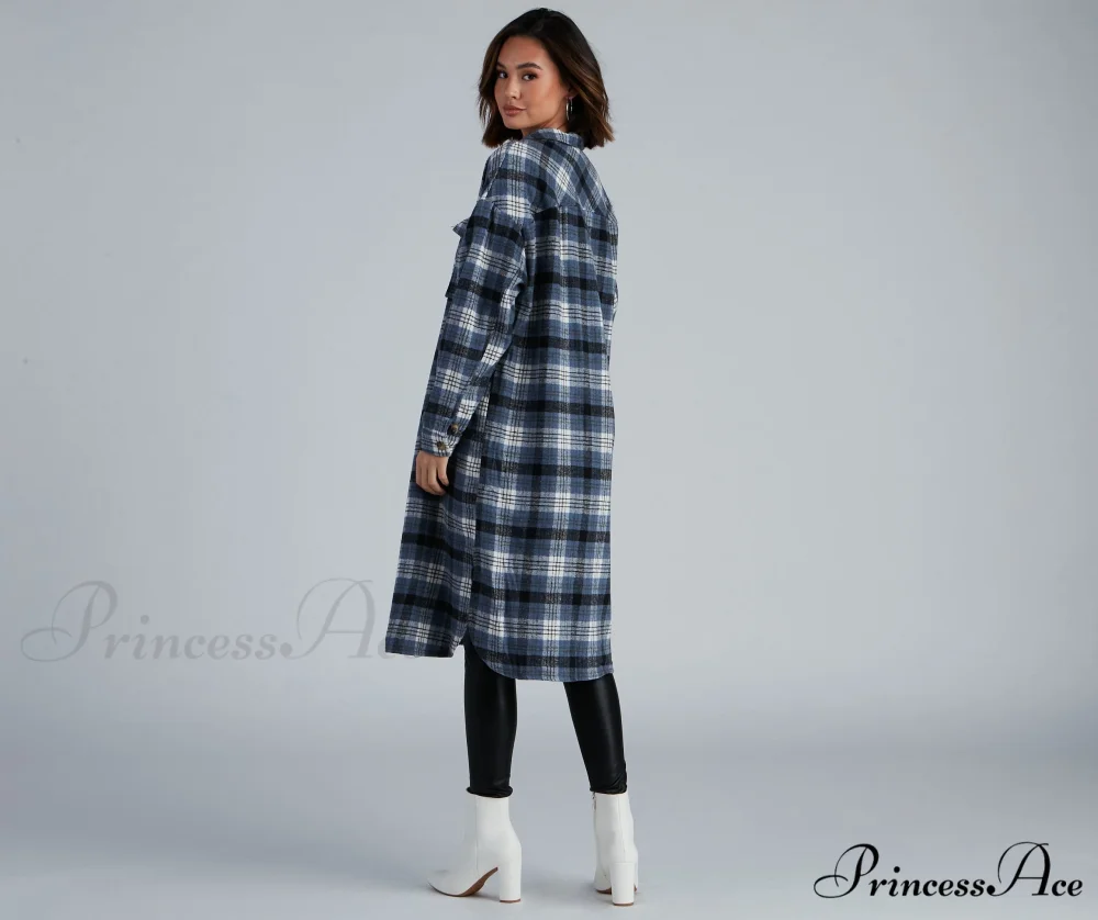 Casual Cozy Plaid Shacket - Image 2