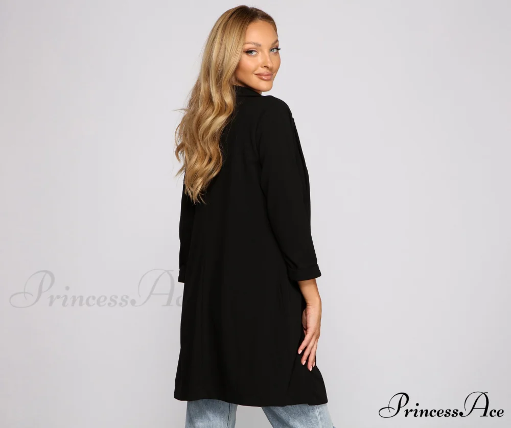 Crepe Long Line Blazer - Image 2