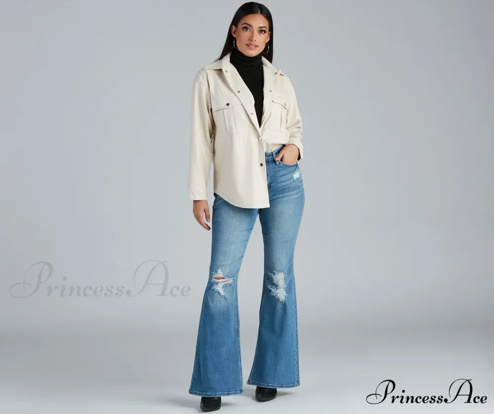 Sleek Trends Faux Leather Tie-Waist Shirt Jacket - Image 6