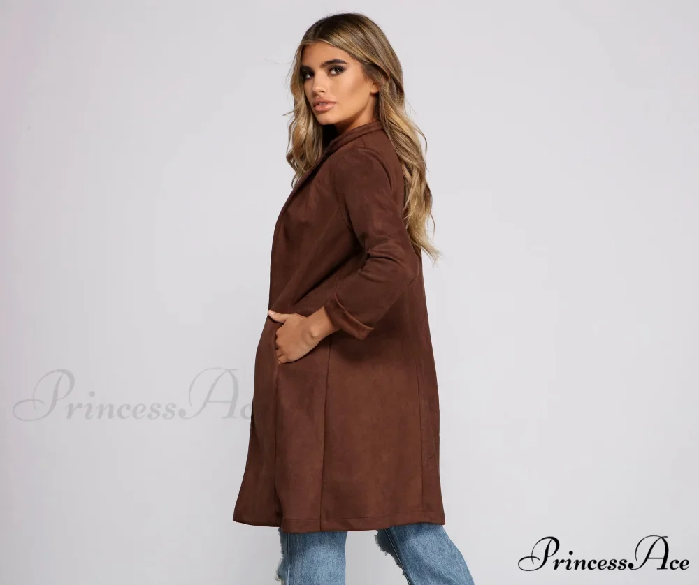 Chic Faux Suede Blazer - Image 2