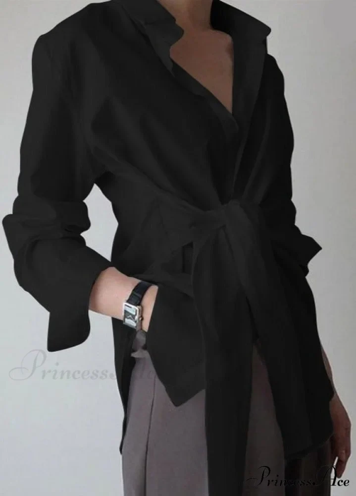 ZANZE SELF-TIE SHIRT - Plus Size - Image 2