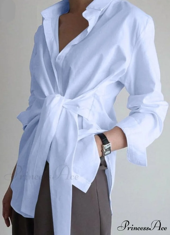 ZANZE SELF-TIE SHIRT - Plus Size - Image 4