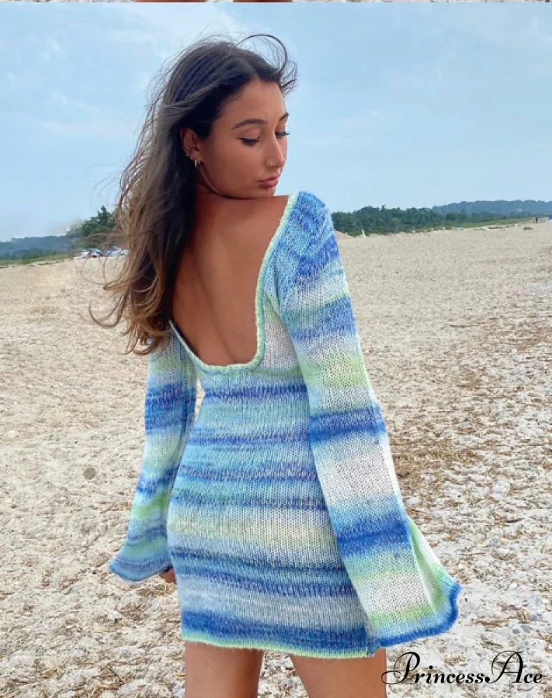 Casual Summer Stripe Knit Bodycon Dress for Women - Image 4