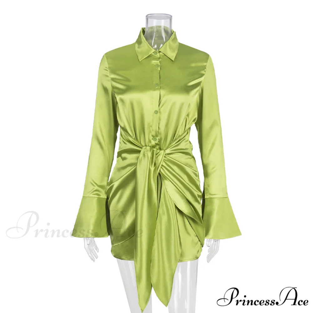 Polo Lapel Dress with Long Sleeves - Image 5