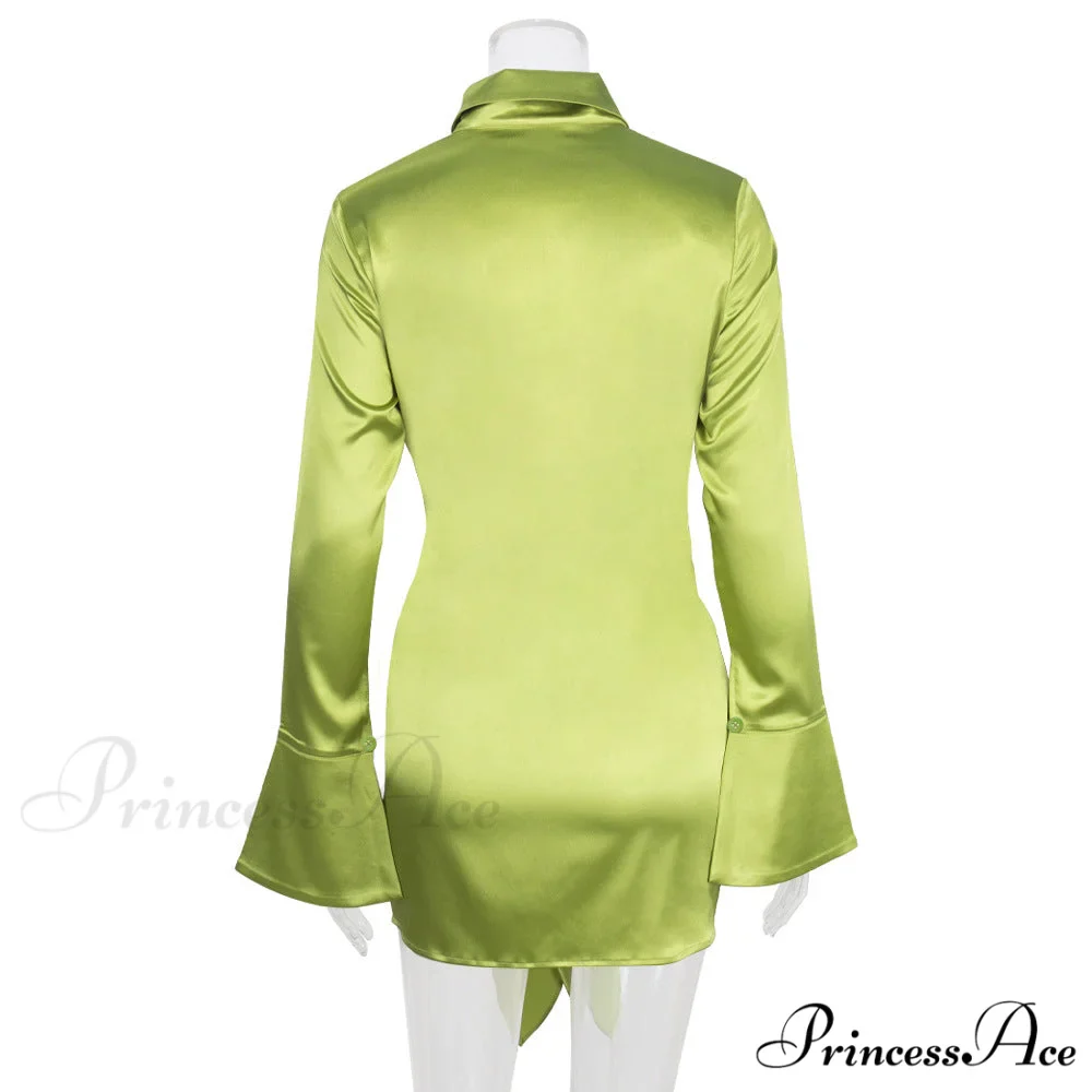 Polo Lapel Dress with Long Sleeves - Image 6