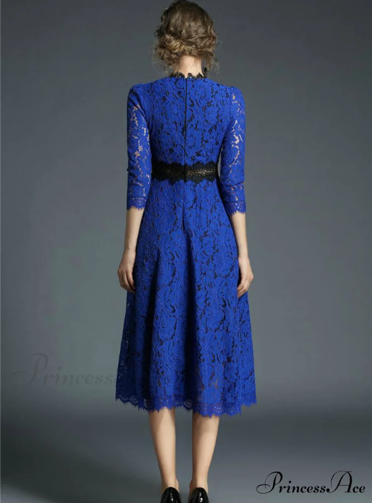 Floral Crochet Hollow Out Patchwork Lace Dress - Image 3