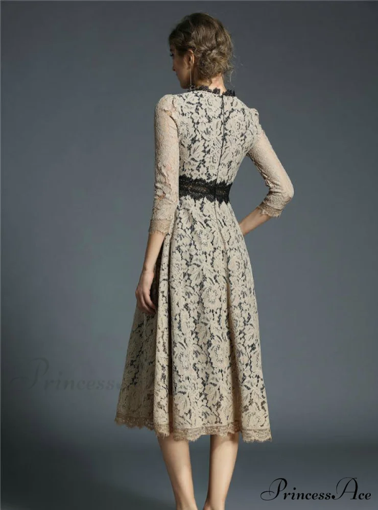 Floral Crochet Hollow Out Patchwork Lace Dress - Image 5