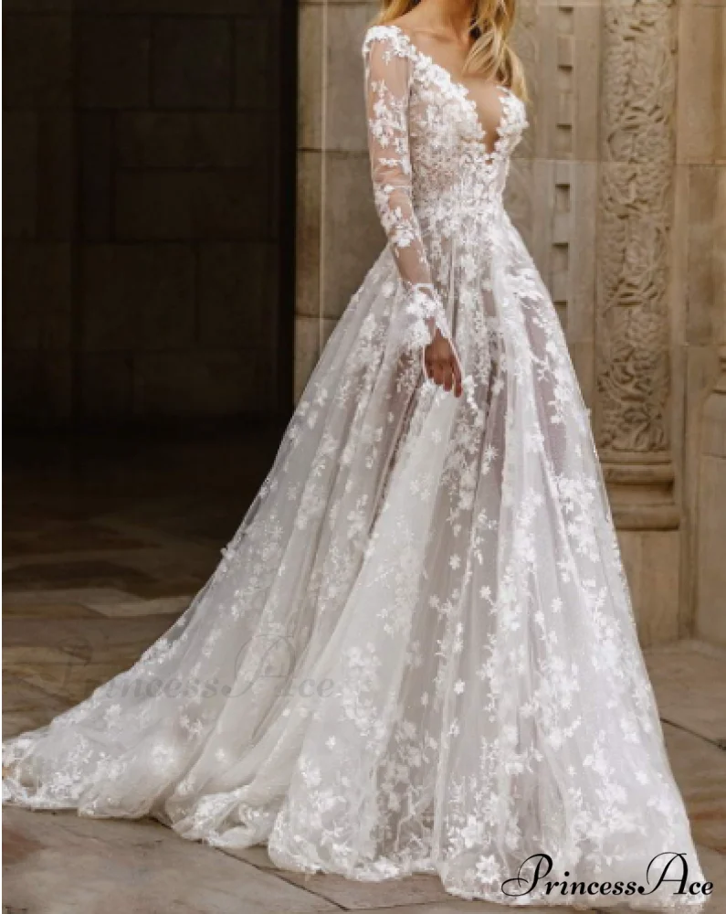 White Maxi Dress with Long Sleeves and Round Neck - Image 2