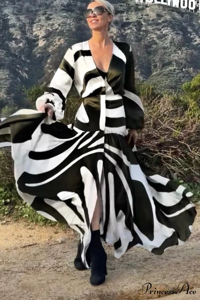 Op-Art Inspired Swirl Flare Dress