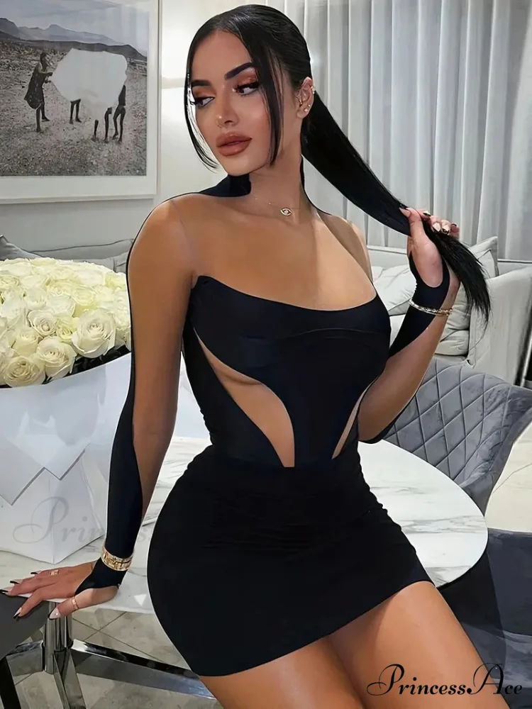 Purple Asymmetrical Cut-Out Mini Dress - Image 2
