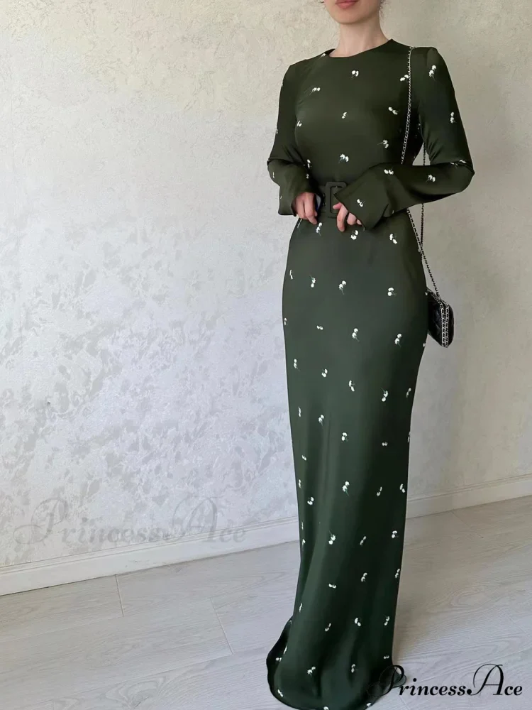 Coffee Print Bodycon Long Sleeve Dress - Image 3