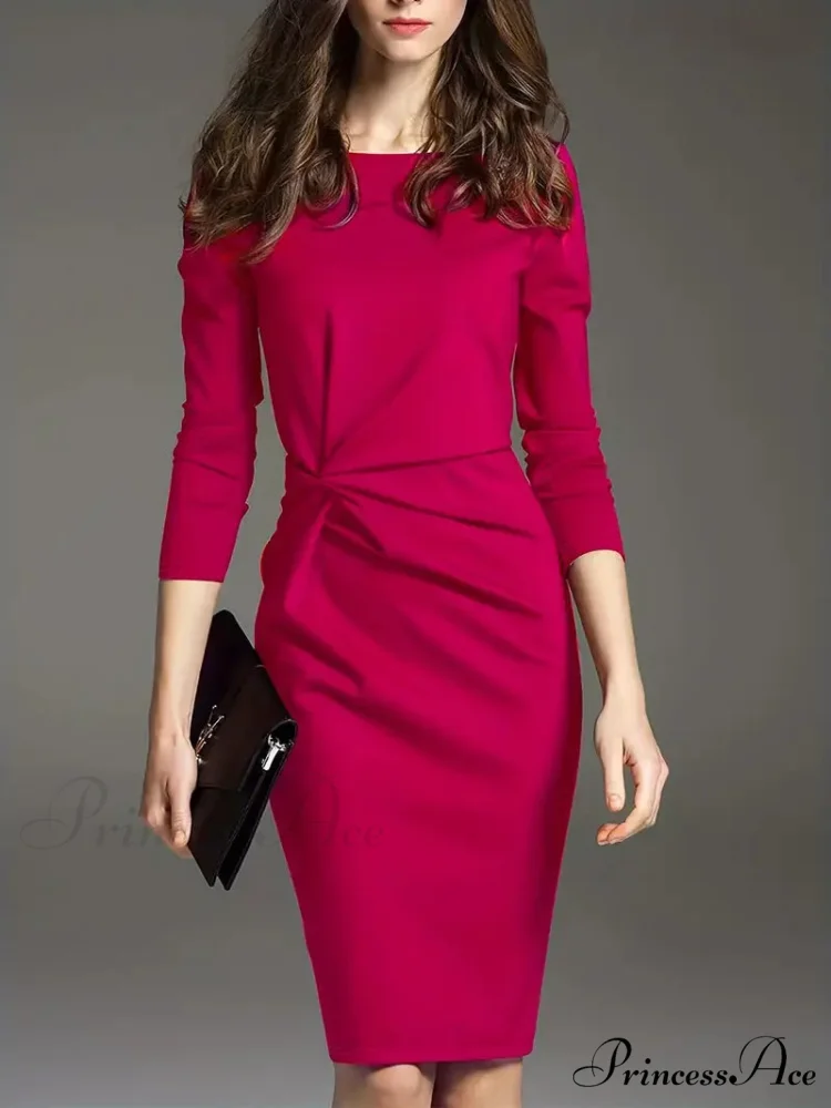 Burgundy Long Sleeve Bodycon Party Dress - Image 6