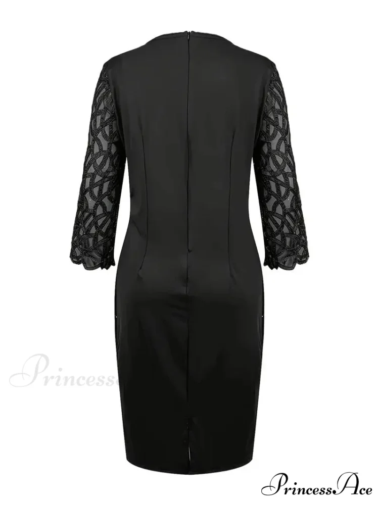 Purple Sequin Bodycon Mesh Dress with Long Sleeves - Image 7