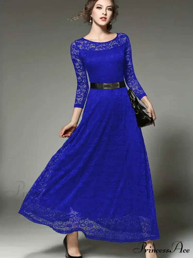Elegant Lace Party Casual Dress with 3/4 Sleeves - Image 4