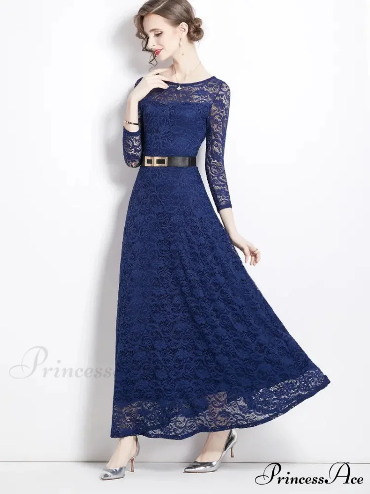 Elegant Lace Party Casual Dress with 3/4 Sleeves - Image 7