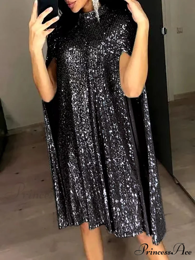 Sequin Cape Mini Dress - Image 4