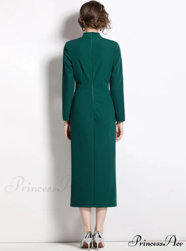 BLACK BOW SLIM LONG SLEEVE DRESS - Image 6