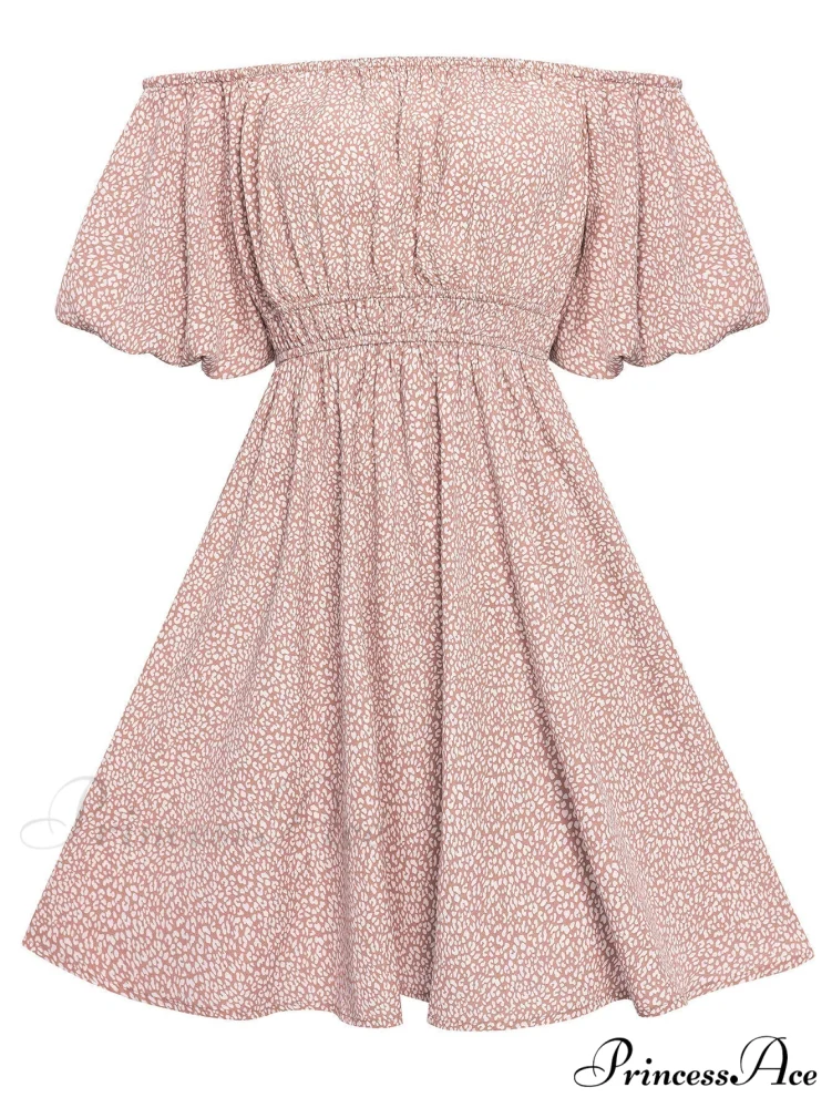 Floral Bubble Sleeves High Waist Dress - Image 3