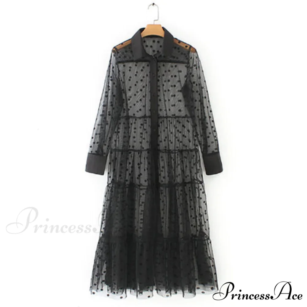Sheer Lace Cover Up with Polka Dot Pattern for Summer - Image 2