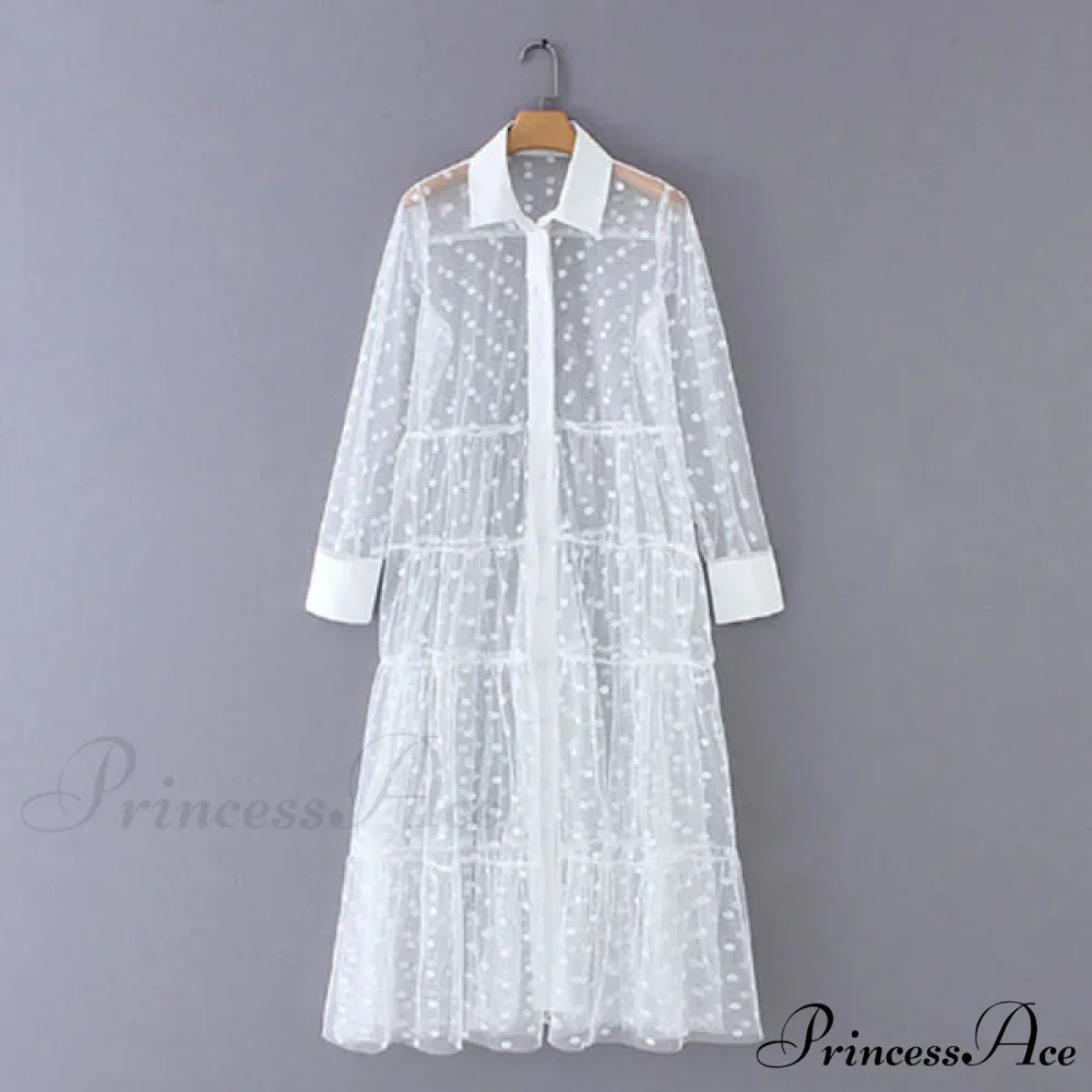 Sheer Lace Cover Up with Polka Dot Pattern for Summer - Image 3