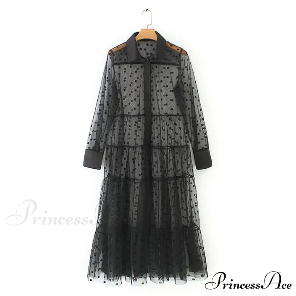Sheer Lace Cover Up with Polka Dot Pattern for Summer - Image 4