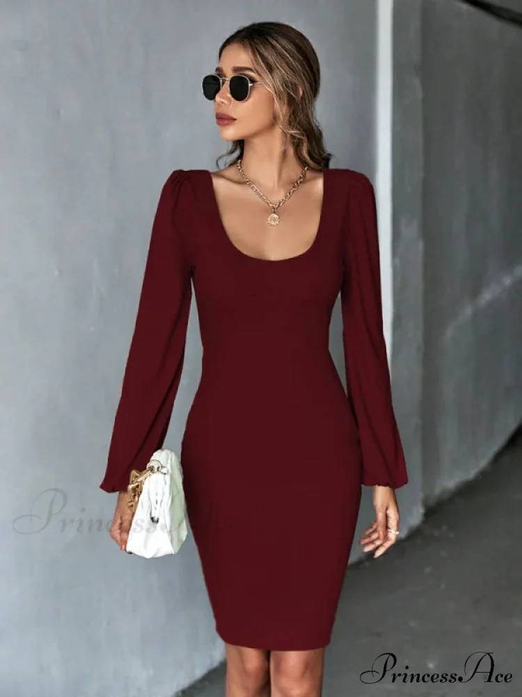 Knitted Backless Long-Sleeved Dress - Image 6
