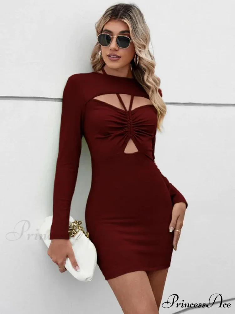 CASUAL HALTER HOLLOW SHORT SLEEVE DRESS - Image 5