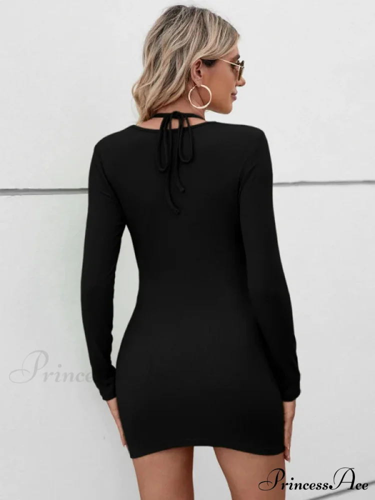CASUAL HALTER HOLLOW SHORT SLEEVE DRESS - Image 7