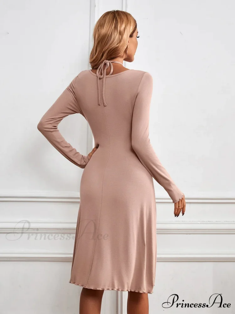 V-NECK DRESS - LONG SLEEVE - Image 2