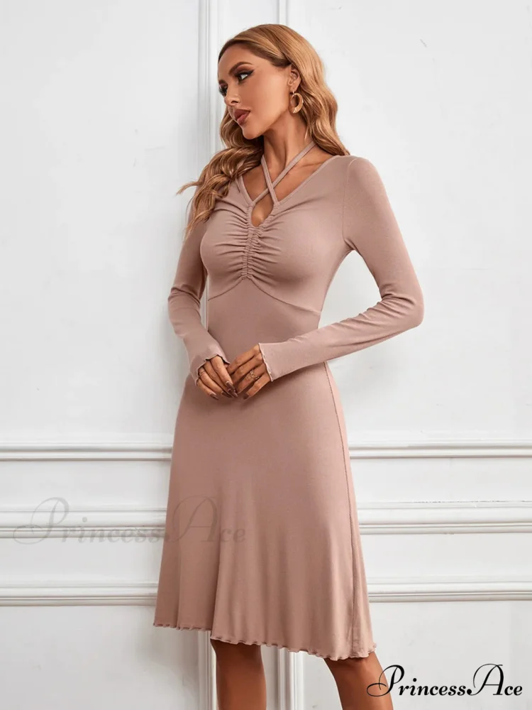 V-NECK DRESS - LONG SLEEVE - Image 3