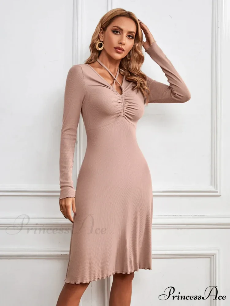 V-NECK DRESS - LONG SLEEVE - Image 4
